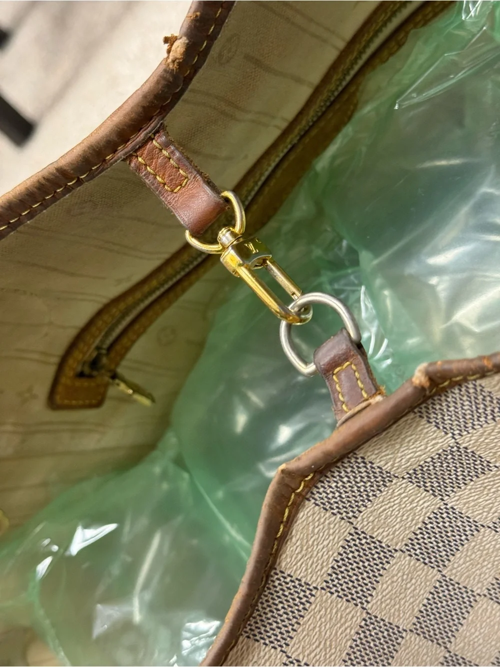 LOUIS VUITTON Neverfull MM White Damier Azur Tote Shoulder Bag Purse N40604$2240